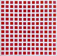 Francoise MORELLET, 1 carré rouge 1 carré orange.